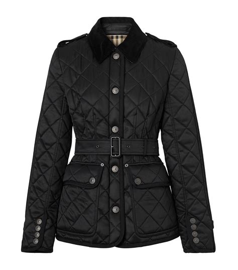 burberry london women's black diamond fitted diamond quilted|Burberry fernleigh diamond quilted jacket.